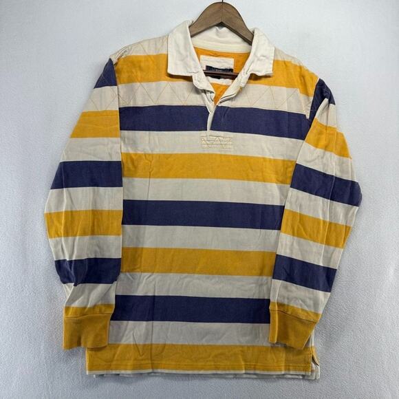 Vintage J Crew Rugby Shirt mens Small Blue Yellow Colorblock Collared Preppy 90s - Picture 2 of 13